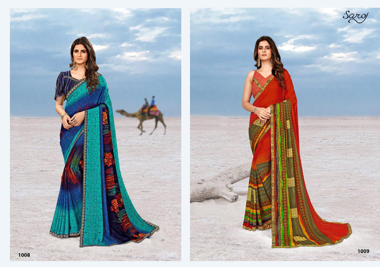 Saroj Megha Letest Fancy Designer 60 Gm Georgette Printed Saree Collection